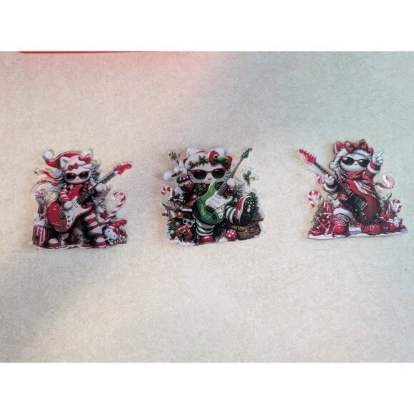 Hello Kitty 2D Acrylic Christmas Tree Ornament Cute Musical Guitar Design Lot 3 - Picture 2 of 5